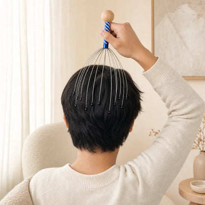 Lunea Scalp Reset – ruční masážní pomůcka na pokožku hlavy – ukázka použití