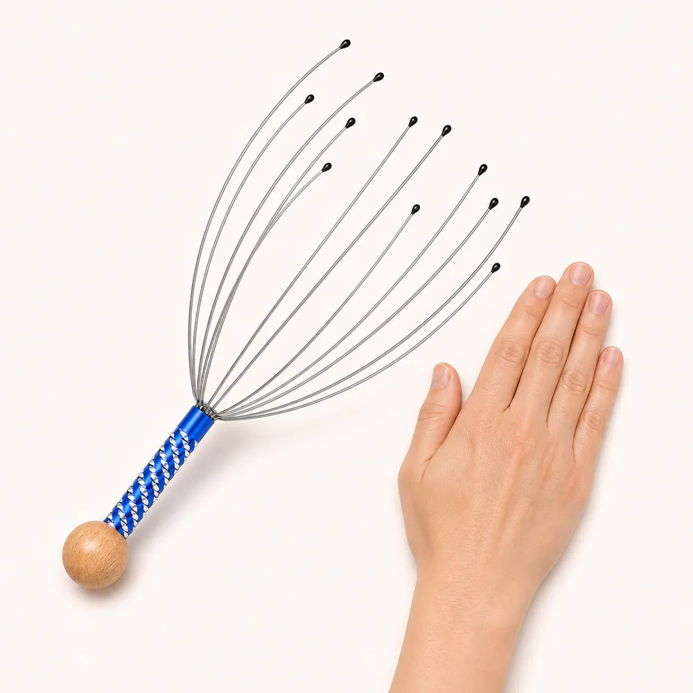 Lunea Scalp Reset – ruční masážní pomůcka na pokožku hlavy – měřítko a obsah balení